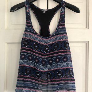 Semi-Open Back Tank Top // Geometric Pattern